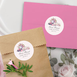 Sticker Rond Tea Party vintage Baby shower roses roses