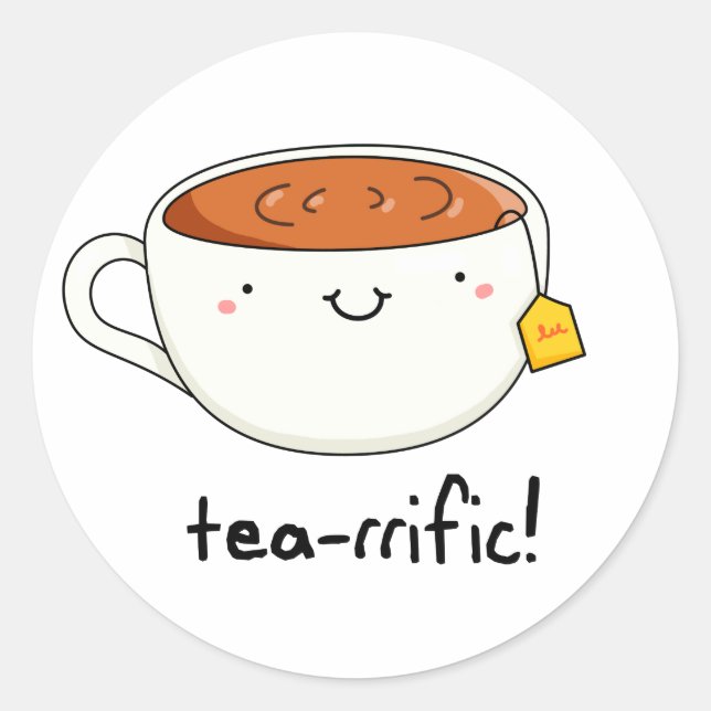 Sticker Rond Tea-rrific Funny Cup De Thé Pun (Devant)