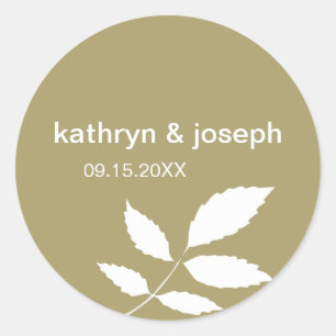 Sticker Rond Tea vert moderne feuille personnalisé mariage pour