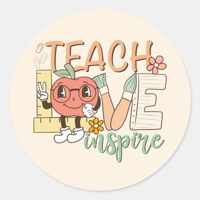 Sticker Rond Teach Love Inspire (Devant)