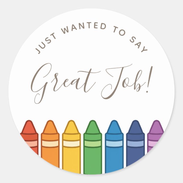 Sticker Rond Teacher Appreciation Rainbow Crayon  (Devant)