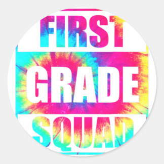 Sticker Rond Teacher de 1re année Squad Tie Dye Retour à l'écol