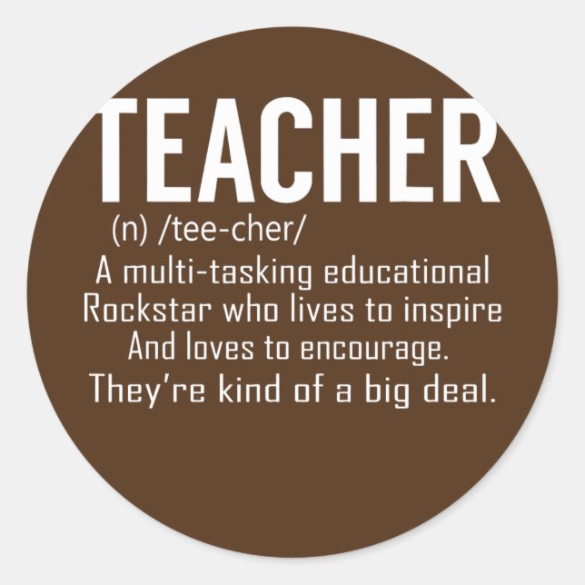 Sticker Rond Teacher Definition Teacher Appreciation  (Devant)