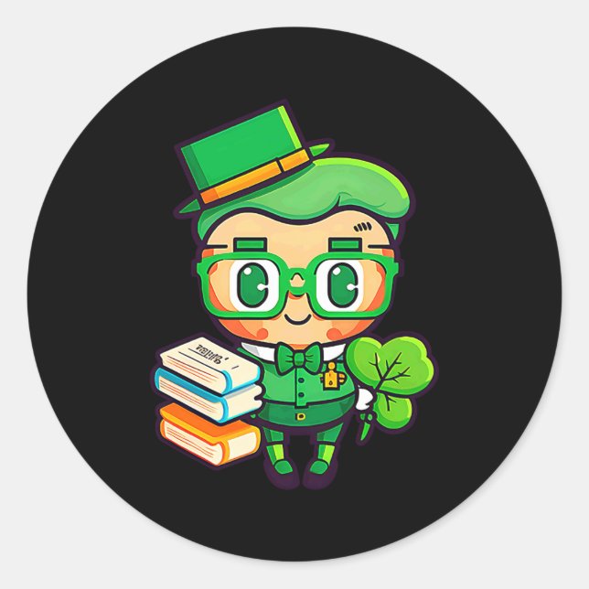 Sticker Rond Teacher Leprechaun St Patricks Day Teacher T Shirt (Devant)