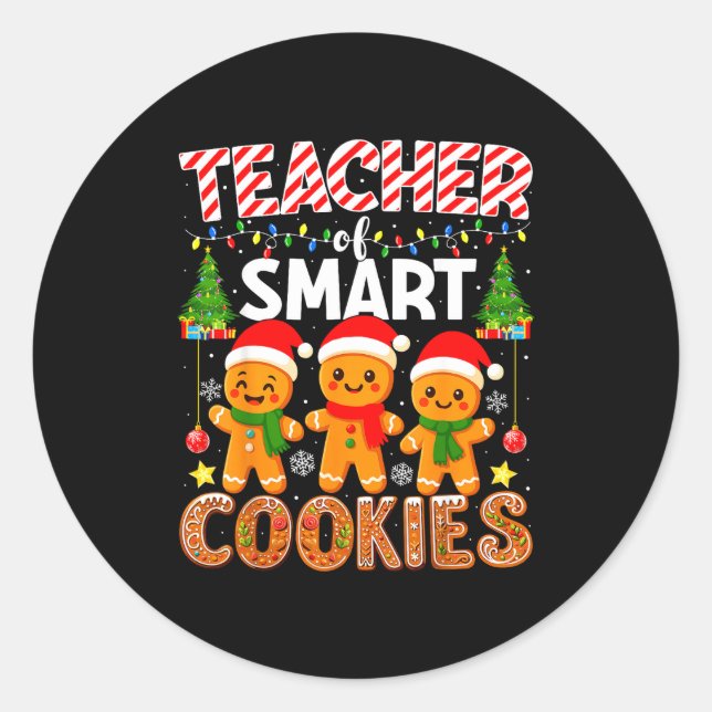 Sticker Rond Teacher Of Smart Cookies Funny Gingerbread Teacher (Devant)