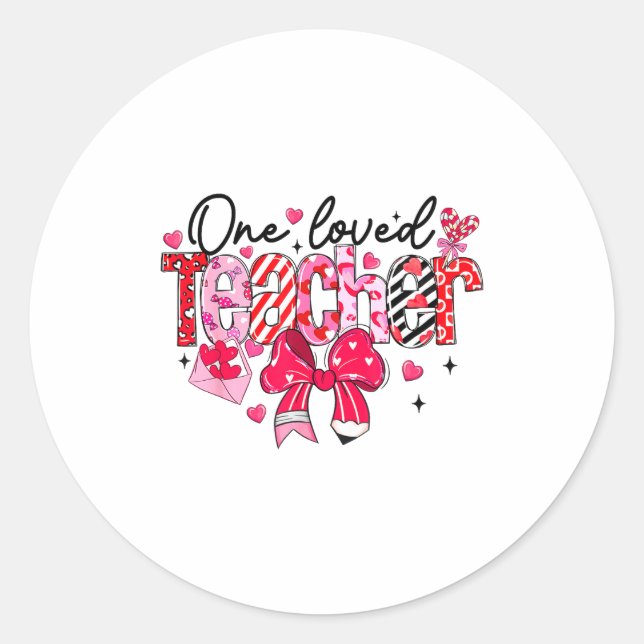 Sticker Rond Teacher Valentine Loved Teacher Valentine's Day Co (Devant)