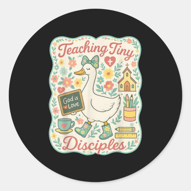 Sticker Rond Teaching Tiny Disciples Christian Bible Teacher Go (Devant)