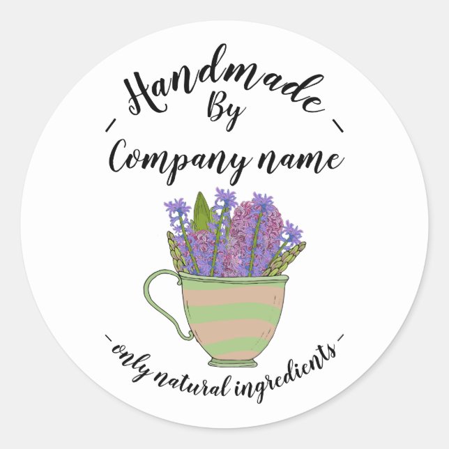 Sticker Rond Teacup artisanal floral tour (Devant)