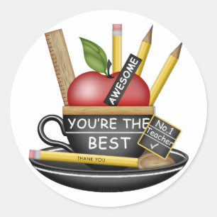 Sticker Rond Teacup de pomme de l'enseignant