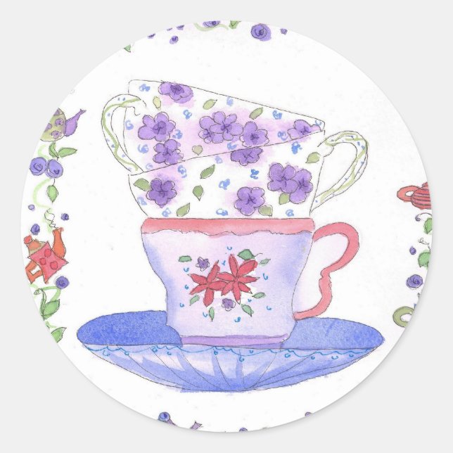 Sticker Rond Teacup Stack Teacup Time (Devant)