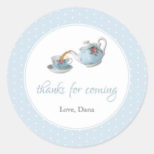 Sticker Rond Teacups Baby shower Tea Party