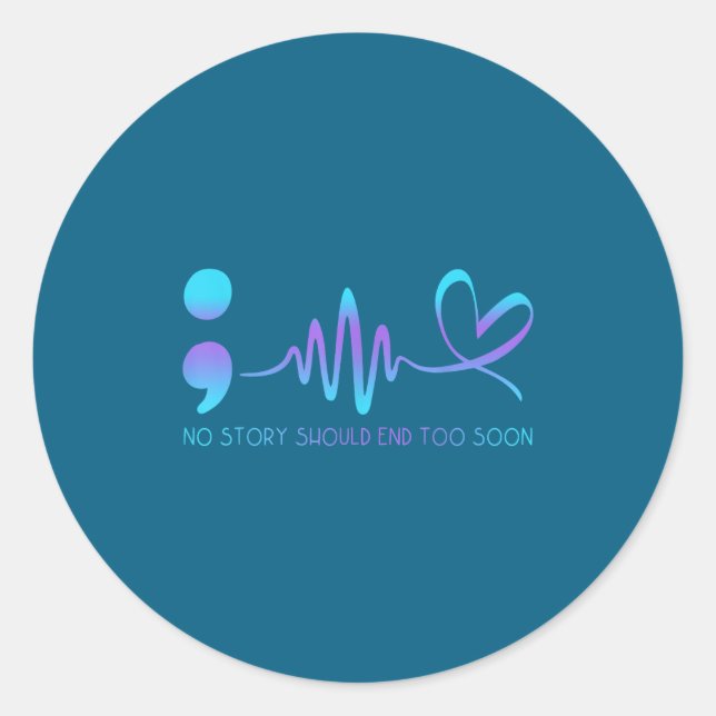 Sticker Rond Teal &amp; Purple Semicolon Suicide Prevention Awa (Devant)