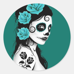 Sticker Rond Teal Blue Day
