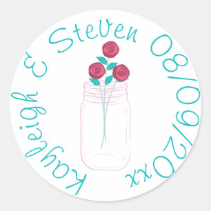 Sticker Rond Teal et roses