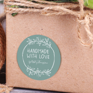 Sticker Rond Teal personnalisé dessiné à la main et fabriqué av