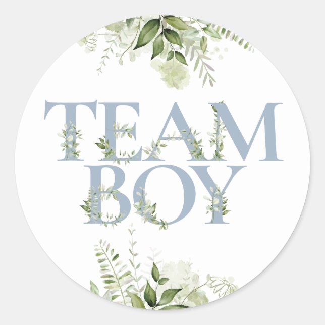 Sticker Rond Team Boy Greenery Floral Genre Reveal Vote (Devant)