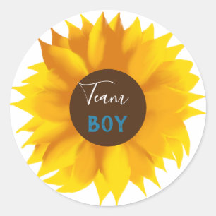 Sticker Rond Team Boy Sunflower, Gender Revevela Party