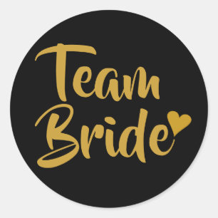 Sticker Rond Team Bride Cœur Doré Enterrement de Vie de Jeune F