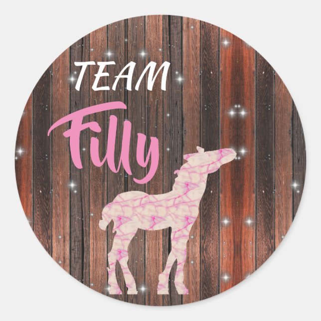 Sticker Rond "Team Filly" Révélation de genre rose (Devant)