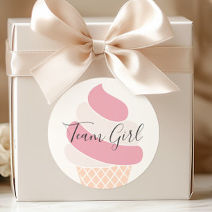 Sticker Rond Team Girl Ice Cream Pastel Couleur Genre Reveillez