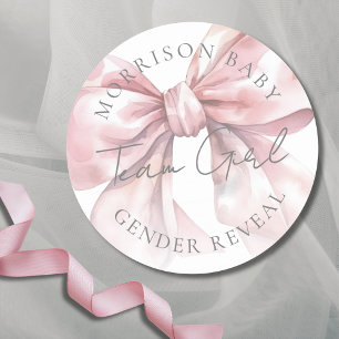 Sticker Rond Team Girl Pink Bow Genre Revela