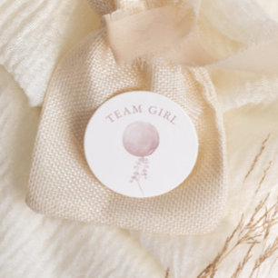 Sticker Rond Team Girl rose Balloon minimaliste de sexe Reveill