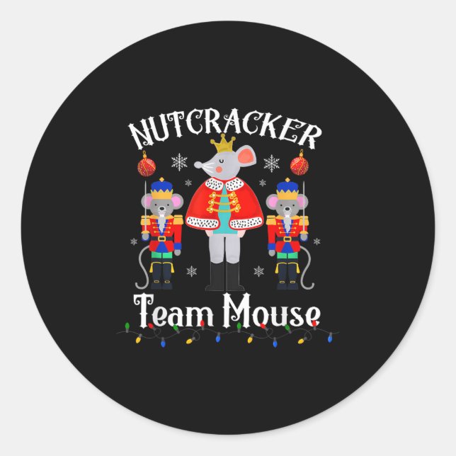 Sticker Rond Team Mouse Nutcracker Christmas Dance Funny Soldie (Devant)