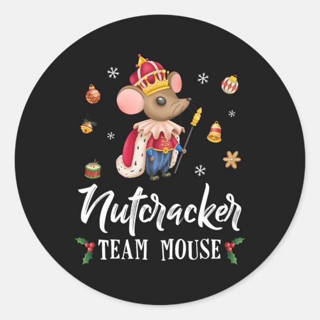 Sticker Rond Team Mouse Nutcracker Noël Danse Amusante Soldat (Devant)