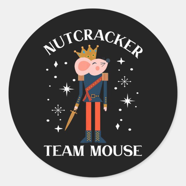 Sticker Rond Team Mouse Nutcracker Noël Danse Amusante Soldat (Devant)