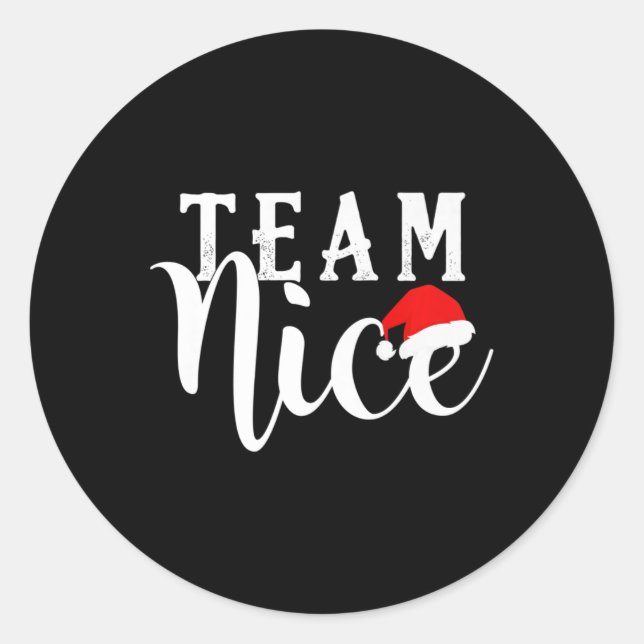 Sticker Rond Team Naughty - Team Nice Funny Christmas Couple Ma (Devant)