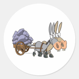 Sticker Rond teamwork ânes mules caricature