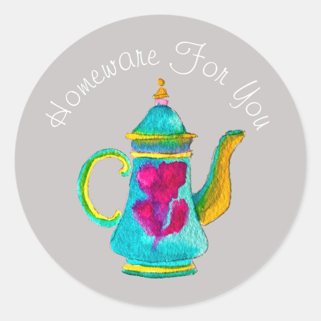 Sticker Rond Teapot home design Cadeau business branding (Devant)