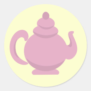 Sticker Rond Teapot rose et jaune