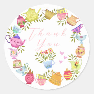 Sticker Rond Teapots et tasses Anniversaire