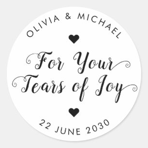Sticker Rond Tears of Joy Modern Elegant Rustic Mariage Tissu