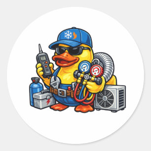 Sticker Rond Technicien CVC Canard en Caoutchouc