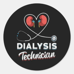 Sticker Rond Technicien en dialyse Love Infirmière Nephrologie 