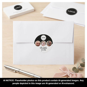 Sticker Rond Technicien en Ongles 3 Photo Logo Noir et Blanc Me