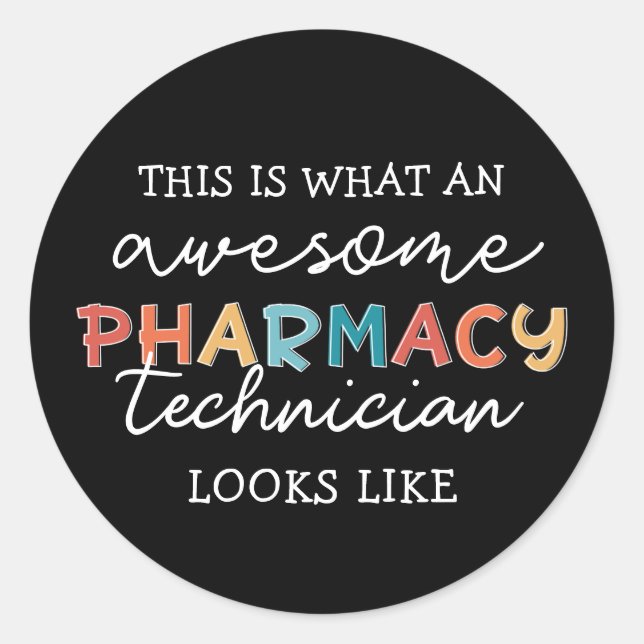 Sticker Rond Technicien en pharmacie Awesome Technologie en pha (Devant)