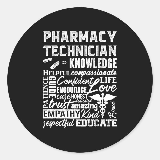 Sticker Rond Technicien en pharmacie Citation Médecine Pharmaci (Devant)