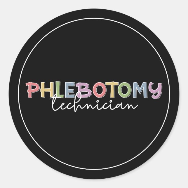 Sticker Rond Technicien en pharmacie PBT Phlebotomie (Devant)