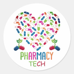 Sticker Rond Technicien en pharmacie pharmacien