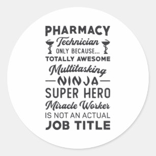 Sticker Rond Technicien en pharmacie Tech Hero Médecine Pharmac