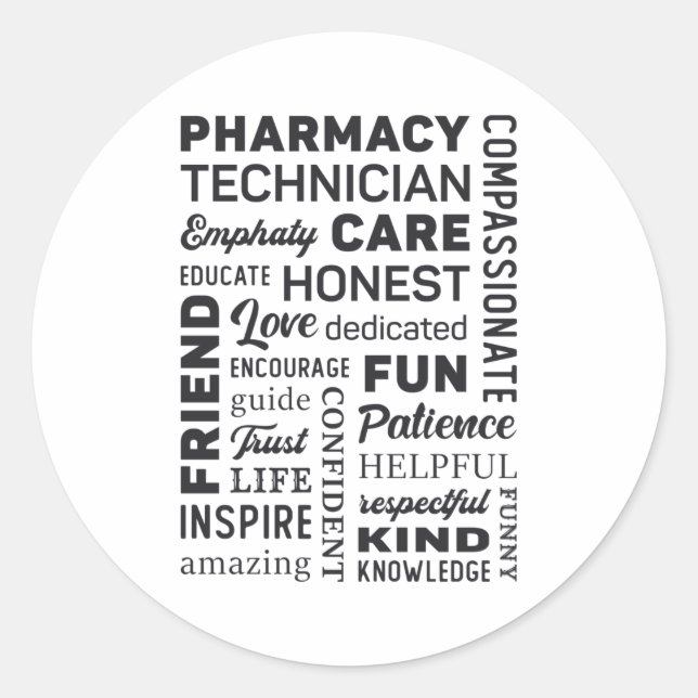 Sticker Rond Technicien en pharmacie Tech Médecine Pharmaciste  (Devant)
