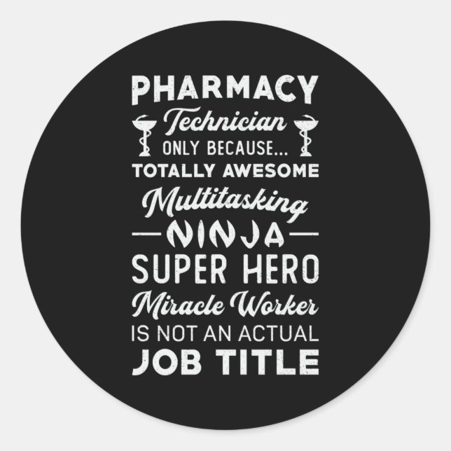 Sticker Rond Technicien en pharmacie Tech Medicine Hero Pharmis (Devant)
