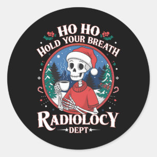 Sticker Rond Technicien en radiologie de Noël Squelette Technic