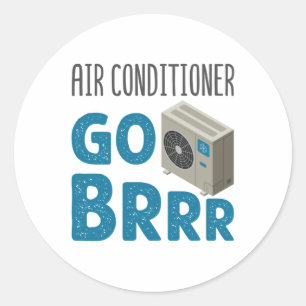 Sticker Rond Technicien HVAC Tech Climatiseur Aller Brr
