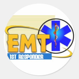 STICKER ROND TECHNICIEN MÉDICALE D'URGENCE EMT 1ER RÉPONDANT
