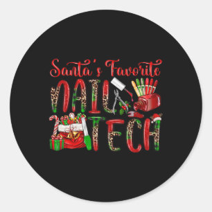 Sticker Rond Technicienne en ongles préférée du Père Noël Xmas 