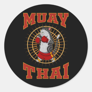 Sticker Rond Technique de combat de Muay Thai Thaïlande Poing A